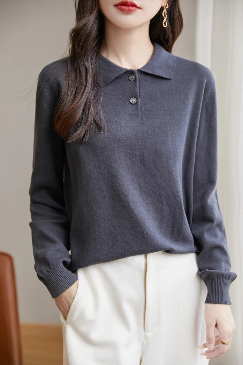 Women 100% Cotton Sweater Sweatshirts Polo Collar Pullover Casual Solid Color Knitwear Long Sleeve Spring Autumn Bottoming Clothing Tops Zen Fit Plus Women 100% Cotton Sweater Sweatshirts Polo Collar Pullover Casual Solid Color Knitwear Long Sleeve Spring Autumn Bottoming Clothing Tops Zen Fit Plus
