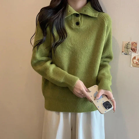 Women's Thickened Knitted Sweater Sweatshirts High Collar Loose Base Shirt French Design Lazy Style Autumn Winter Soft Cozy Top Zen Fit Plus Women's Thickened Knitted Sweater Sweatshirts High Collar Loose Base Shirt French Design Lazy Style Autumn Winter Soft Cozy Top Zen Fit Plus