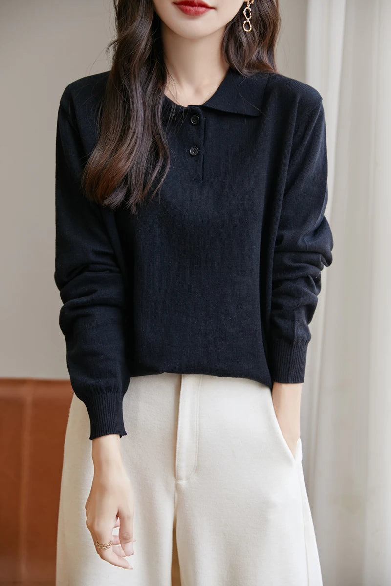 Women 100% Cotton Sweater Sweatshirts Polo Collar Pullover Casual Solid Color Knitwear Long Sleeve Spring Autumn Bottoming Clothing Tops Zen Fit Plus Women 100% Cotton Sweater Sweatshirts Polo Collar Pullover Casual Solid Color Knitwear Long Sleeve Spring Autumn Bottoming Clothing Tops Zen Fit Plus