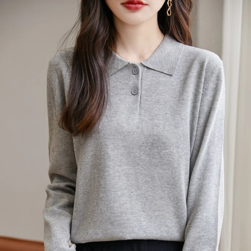 Women 100% Cotton Sweater Sweatshirts Polo Collar Pullover Casual Solid Color Knitwear Long Sleeve Spring Autumn Bottoming Clothing Tops Zen Fit Plus Women 100% Cotton Sweater Sweatshirts Polo Collar Pullover Casual Solid Color Knitwear Long Sleeve Spring Autumn Bottoming Clothing Tops Zen Fit Plus