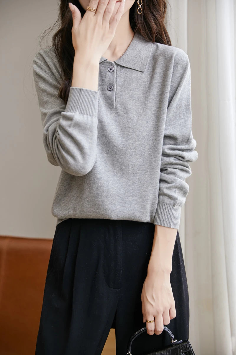 Women 100% Cotton Sweater Sweatshirts Polo Collar Pullover Casual Solid Color Knitwear Long Sleeve Spring Autumn Bottoming Clothing Tops Zen Fit Plus Women 100% Cotton Sweater Sweatshirts Polo Collar Pullover Casual Solid Color Knitwear Long Sleeve Spring Autumn Bottoming Clothing Tops Zen Fit Plus