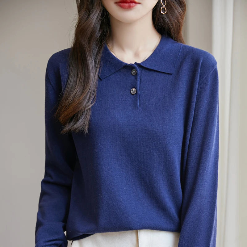 Women 100% Cotton Sweater Sweatshirts Polo Collar Pullover Casual Solid Color Knitwear Long Sleeve Spring Autumn Bottoming Clothing Tops Zen Fit Plus Women 100% Cotton Sweater Sweatshirts Polo Collar Pullover Casual Solid Color Knitwear Long Sleeve Spring Autumn Bottoming Clothing Tops Zen Fit Plus