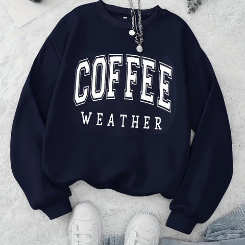 Autumn Warm Womans Sweatshirts Coffee Weather Letter Printed Hoodies Comfortable Crewneck Soft Pullover Casual Female Clothing Zen Fit Plus Autumn Warm Womans Sweatshirts Coffee Weather Letter Printed Hoodies Comfortable Crewneck Soft Pullover Casual Female Clothing Zen Fit Plus