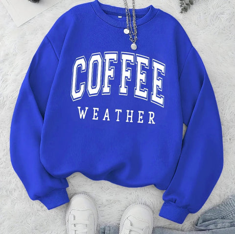 Autumn Warm Womans Sweatshirts Coffee Weather Letter Printed Hoodies Comfortable Crewneck Soft Pullover Casual Female Clothing Zen Fit Plus Autumn Warm Womans Sweatshirts Coffee Weather Letter Printed Hoodies Comfortable Crewneck Soft Pullover Casual Female Clothing Zen Fit Plus