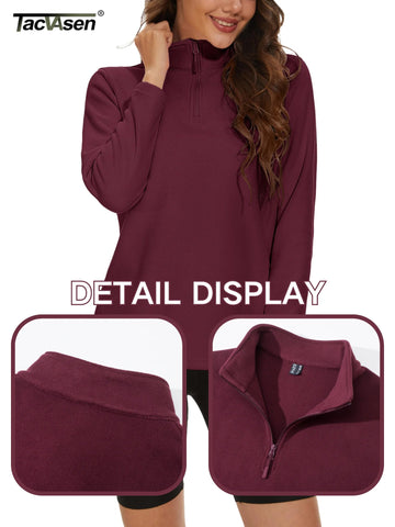 TACVASEN Stand Collar 1/4 Zip Fleece Pullover Womens Outdoor Sports Casual Tops Autumn Winter Lightweight Soft Warm Sweatshirt Zen Fit Plus TACVASEN Stand Collar 1/4 Zip Fleece Pullover Womens Outdoor Sports Casual Tops Autumn Winter Lightweight Soft Warm Sweatshirt Zen Fit Plus