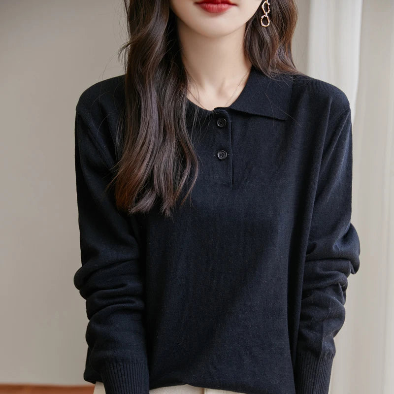 Women 100% Cotton Sweater Sweatshirts Polo Collar Pullover Casual Solid Color Knitwear Long Sleeve Spring Autumn Bottoming Clothing Tops Zen Fit Plus Women 100% Cotton Sweater Sweatshirts Polo Collar Pullover Casual Solid Color Knitwear Long Sleeve Spring Autumn Bottoming Clothing Tops Zen Fit Plus