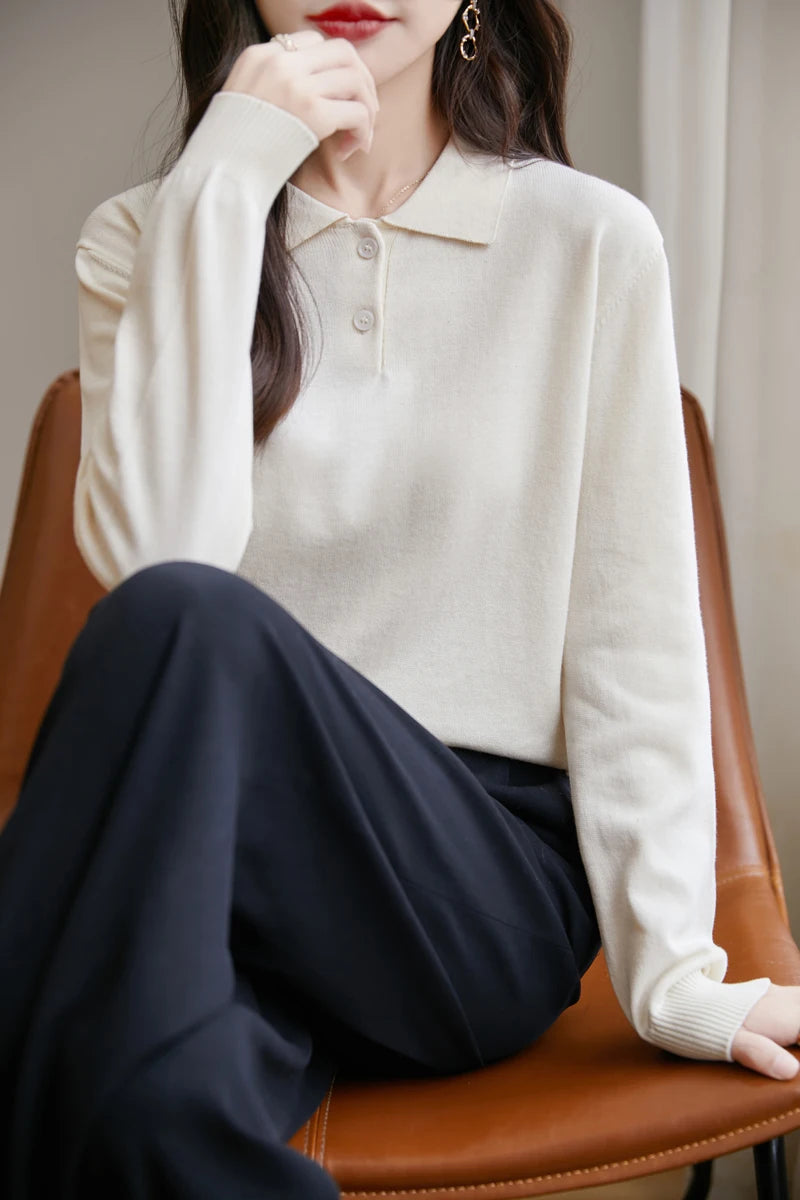 Women 100% Cotton Sweater Sweatshirts Polo Collar Pullover Casual Solid Color Knitwear Long Sleeve Spring Autumn Bottoming Clothing Tops Zen Fit Plus Women 100% Cotton Sweater Sweatshirts Polo Collar Pullover Casual Solid Color Knitwear Long Sleeve Spring Autumn Bottoming Clothing Tops Zen Fit Plus