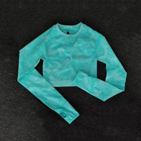 Tie Dyeing Seamless Yoga Set Gym Fitness Two Piece Set Women Clothing Sexy Back Crop Top High Waist Workout Leggings Sportswear