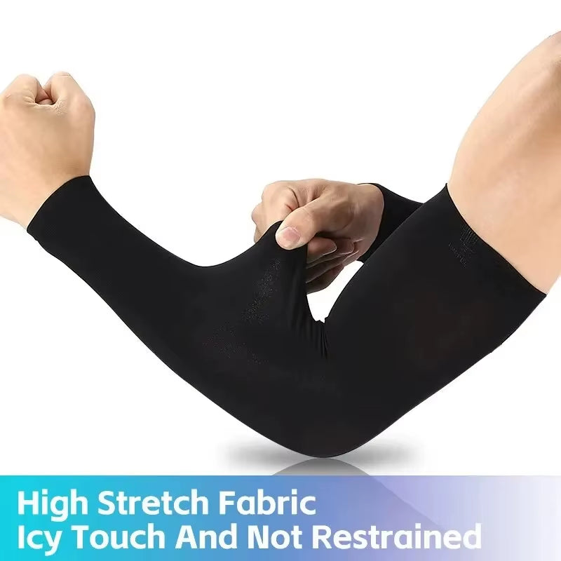 Cool Ice Silk Arm Sleeves for UV Protection - Perfect for Cycling, Running, and Outdoor Fitness!