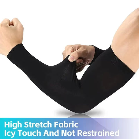 Cool Ice Silk Arm Sleeves for UV Protection - Perfect for Cycling, Running, and Outdoor Fitness!