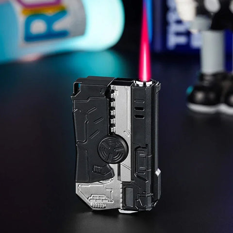 Deformable Fingertip Gyro Decompression Lighter – Foldable, Windproof Red Flame for Trendy Men