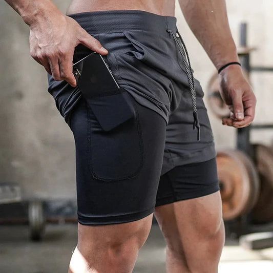 Men's Running Shorts, 2 in 1 Quick Dry 