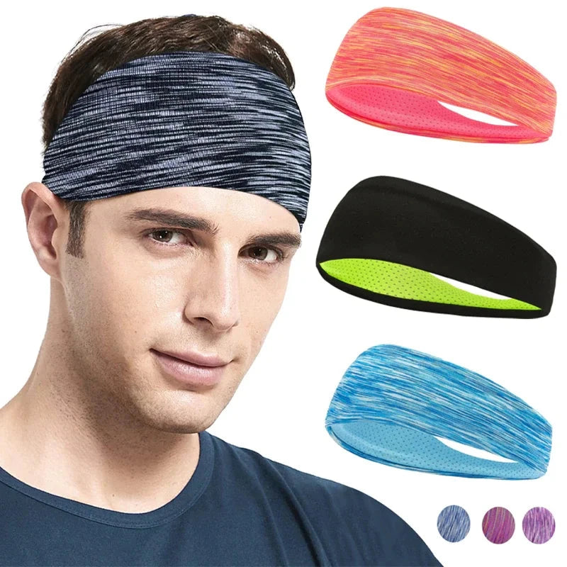 3PCS Sweatband for Men Women Elastic Sport Hairbands Head Band Yoga Headbands Headwear Headwrap Sports Workout Hair Accessories Zen Fit Plus