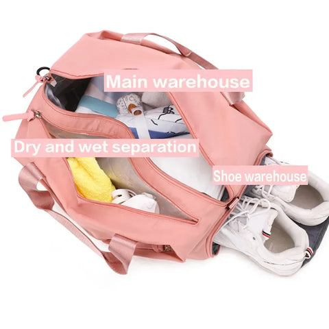 Women Gym Sports Bag Waterproof Swimming Yoga Mat Pink Weekend Travel Duffle Bags for Women Sport Fitness Shoulder Handbag - Zen Fit Plus
