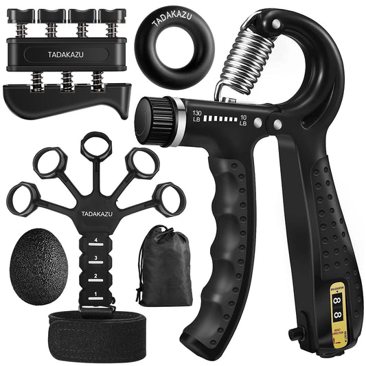 Grip Trainer Kit: Adjustable Hand Gripper,Finger/Hand Exercisers,Stress Ball & Forearm Ring for Muscle Build & Injury Rcvry Zen Fit Plus