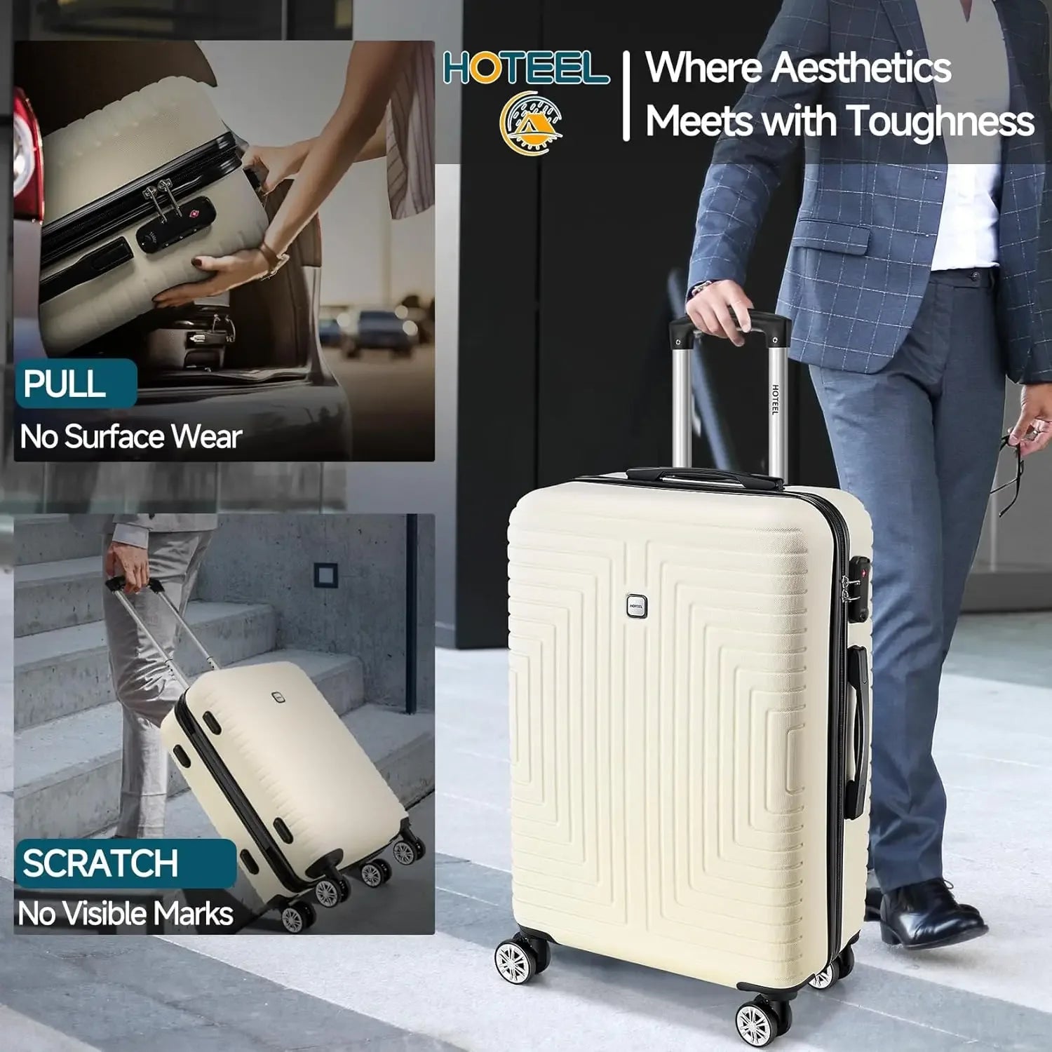 3pcs Luggage Set Hard Shell Suitcases Travel Packing Box With Wheel TSA Aproved Lock And Carry On Bag Wash Bag Travel Suit Case - Zen Fit Plus