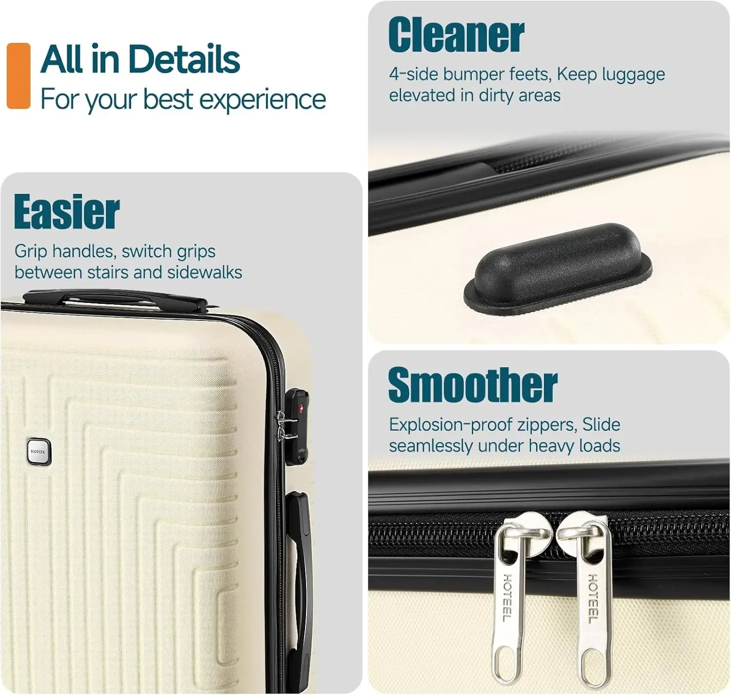 3pcs Luggage Set Hard Shell Suitcases Travel Packing Box With Wheel TSA Aproved Lock And Carry On Bag Wash Bag Travel Suit Case - Zen Fit Plus