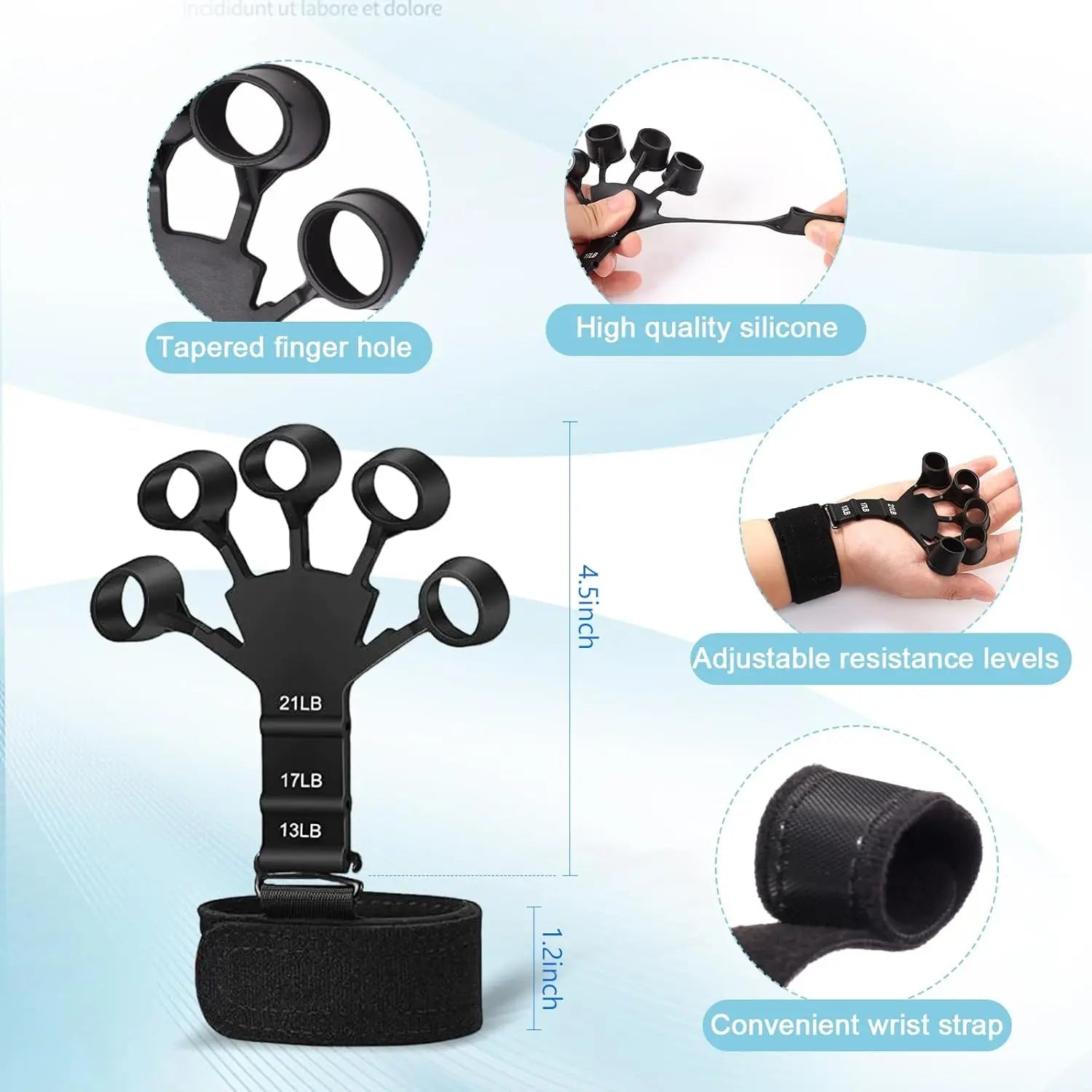 Grip Trainer Kit: Adjustable Hand Gripper,Finger/Hand Exercisers,Stress Ball & Forearm Ring for Muscle Build & Injury Rcvry Zen Fit Plus