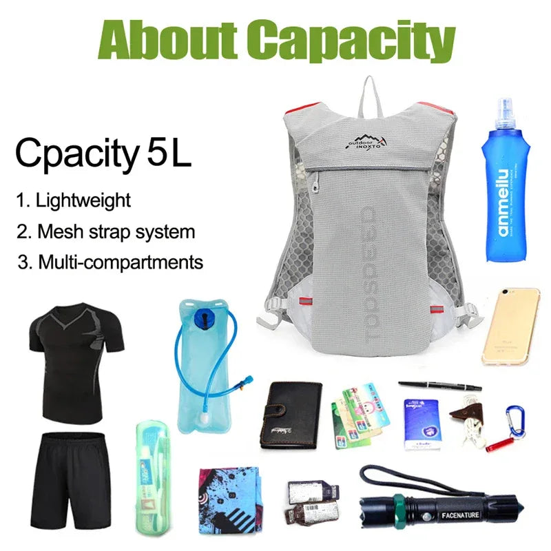 Outdoor Trail Running 5L Ultralight Backpack Hydration Jogging Vest Men Breathable Marathon Bicycle Bag Fitness Running Bag - Zen Fit Plus