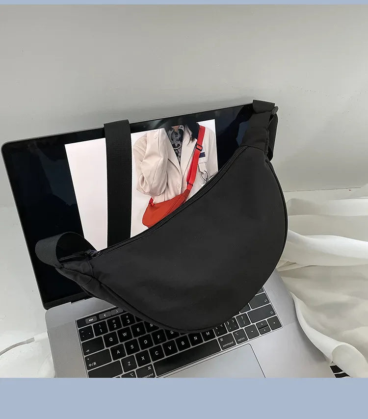 Solid Color Chest Bag For Women Large Capacity Travel Crossbody Female Half Moon Belt Bag Ladies Daily Street Fanny Packs 2024 - Zen Fit Plus