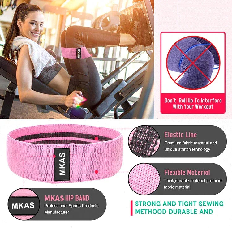 Hip Fitness Resistance Bands Exercise Workout Set Fabric Loop Yoga Booty Bands 3-Piece For Leg Thigh Butt Squat Glute Equipment - Zen Fit Plus