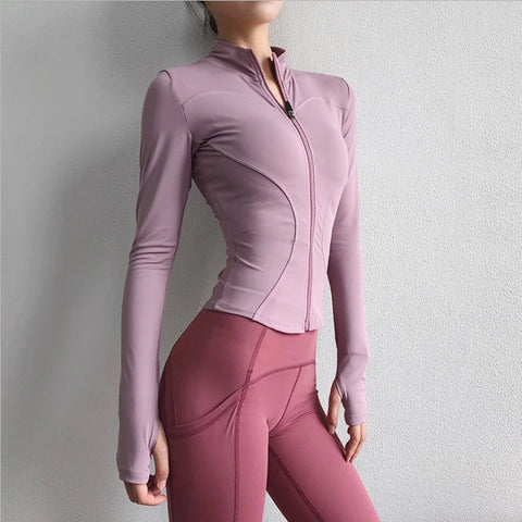 2024 Long Sleeve Sports Jacket Women Zip Fitness Yoga Shirt Winter Warm Gym Top Activewear Running Coats Workout Clothes Woman Zen fit plus