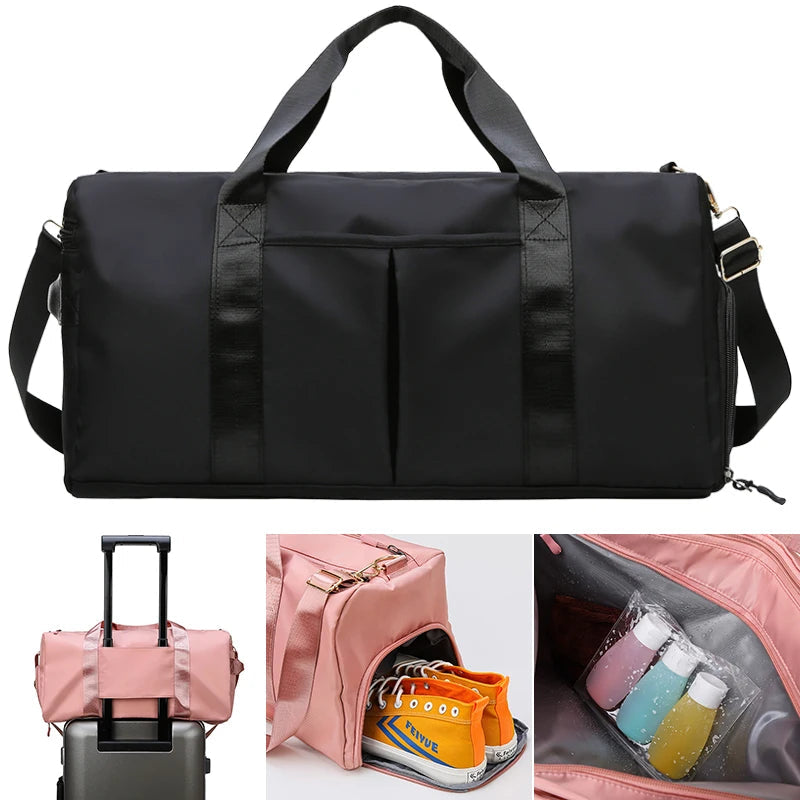 Gym Bag Men Women Training Fitness Swim Travel Luggage Handbag Yoga Shoulder Pack Shoes Storage Waterproof Dry Wet Separation Zen fit plus