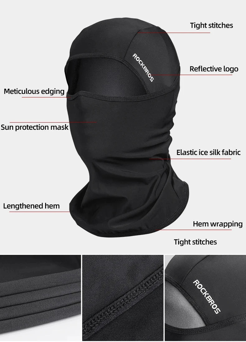 ROCKBROS Summer Ice Silk Bike Caps Anti-UV Sun Protection Breathable Bicycle Bandana Scarf Sports MTB Road Full Face Mask Cap Zen Fit Plus