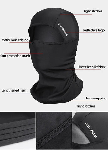ROCKBROS Summer Ice Silk Bike Caps Anti-UV Sun Protection Breathable Bicycle Bandana Scarf Sports MTB Road Full Face Mask Cap Zen Fit Plus