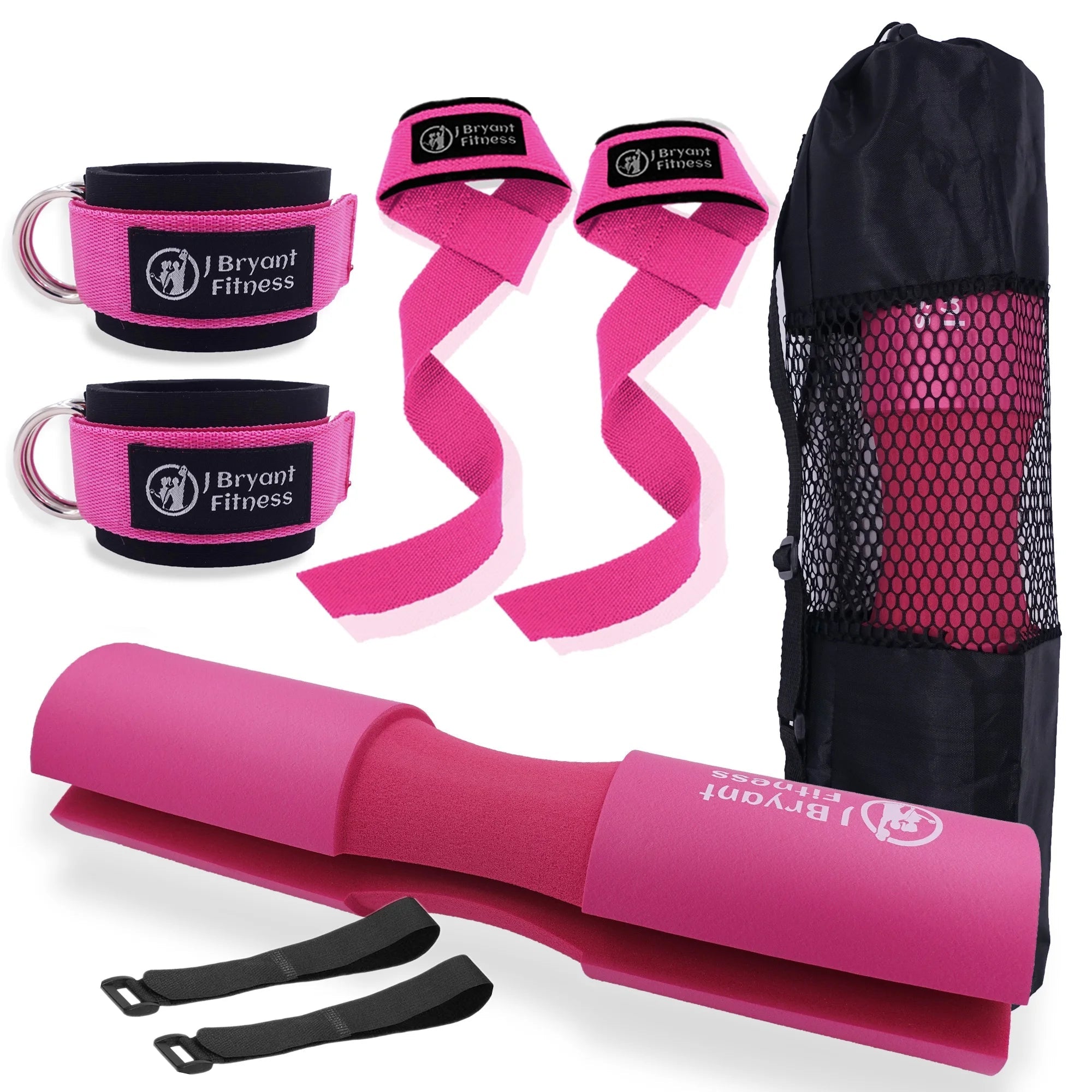 Barbell Pad Set with Carry Bag Weightlifting Wrist Wrap and Gym Ankle Straps for Lunges Hip Thrusts Powerlifting Deadlift Zen fit plus