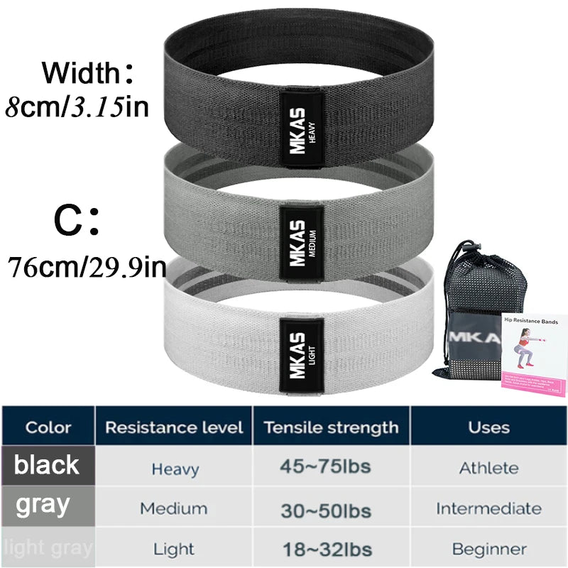 Hip Fitness Resistance Bands Exercise Workout Set Fabric Loop Yoga Booty Bands 3-Piece For Leg Thigh Butt Squat Glute Equipment Zen fit plus