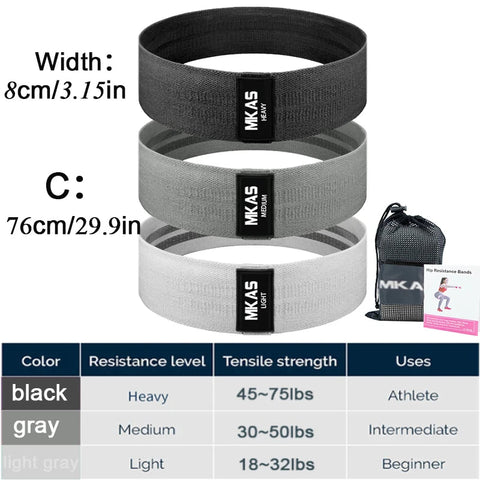 Hip Fitness Resistance Bands Exercise Workout Set Fabric Loop Yoga Booty Bands 3-Piece For Leg Thigh Butt Squat Glute Equipment Zen fit plus