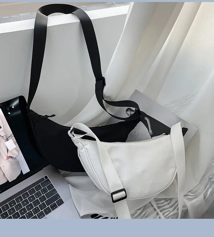 Solid Color Chest Bag For Women Large Capacity Travel Crossbody Female Half Moon Belt Bag Ladies Daily Street Fanny Packs 2024 - Zen Fit Plus