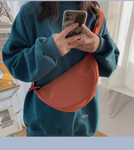 Solid Color Chest Bag For Women Large Capacity Travel Crossbody Female Half Moon Belt Bag Ladies Daily Street Fanny Packs 2024 - Zen Fit Plus