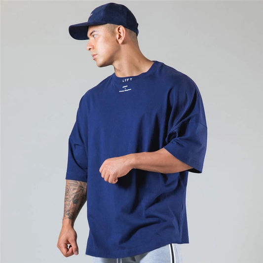 JAPAN&UK Cotton Gym Shirt Sport T Shirt Men Short Sleeve Running Shirt Men Workout Training Tees Fitness Loose large size M-XXXL Zen fit plus