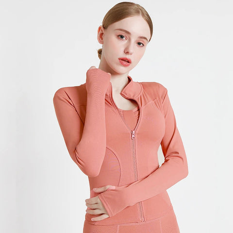 2024 Long Sleeve Sports Jacket Women Zip Fitness Yoga Shirt Winter Warm Gym Top Activewear Running Coats Workout Clothes Woman Zen fit plus