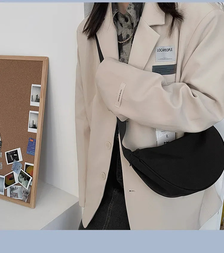 Solid Color Chest Bag For Women Large Capacity Travel Crossbody Female Half Moon Belt Bag Ladies Daily Street Fanny Packs 2024 - Zen Fit Plus