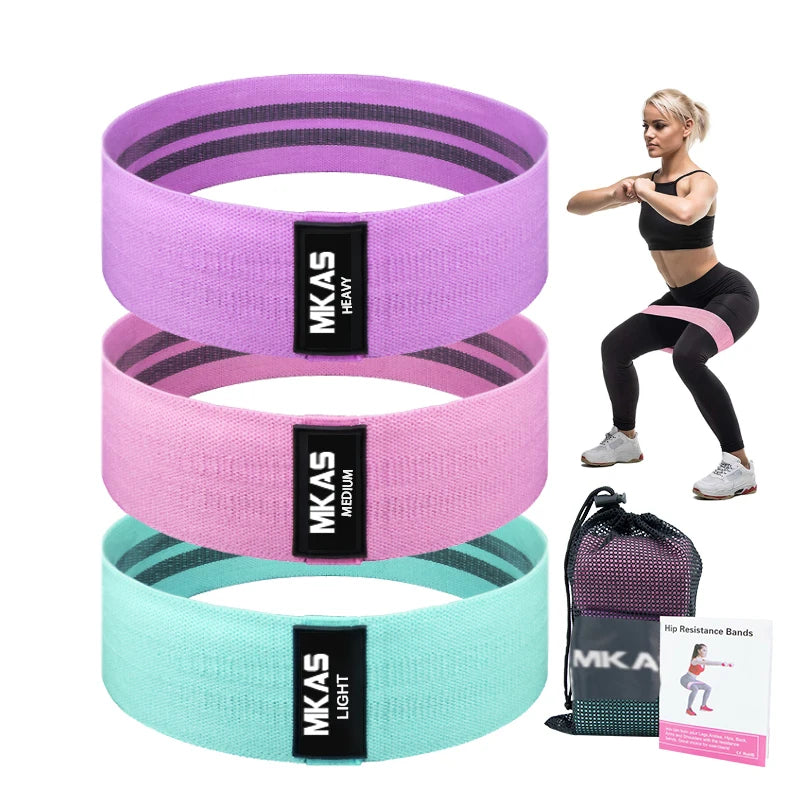 Hip Fitness Resistance Bands Exercise Workout Set Fabric Loop Yoga Booty Bands 3-Piece For Leg Thigh Butt Squat Glute Equipment Zen fit plus