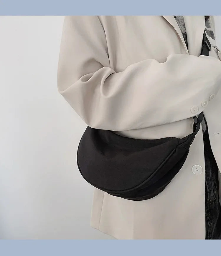 Solid Color Chest Bag For Women Large Capacity Travel Crossbody Female Half Moon Belt Bag Ladies Daily Street Fanny Packs 2024 - Zen Fit Plus