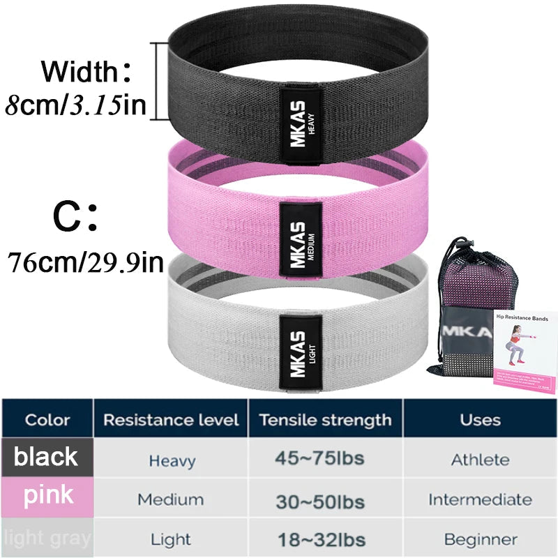 Hip Fitness Resistance Bands Exercise Workout Set Fabric Loop Yoga Booty Bands 3-Piece For Leg Thigh Butt Squat Glute Equipment Zen fit plus