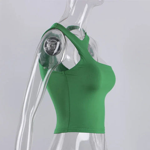 Cut Out Sexy Crop Off Shoulder Solid Skinny Sport Short Tops Women Tank Irregular Summer Tube Tops - Zen Fit Plus