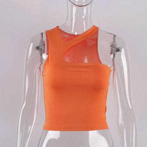 Cut Out Sexy Crop Off Shoulder Solid Skinny Sport Short Tops Women Tank Irregular Summer Tube Tops - Zen Fit Plus