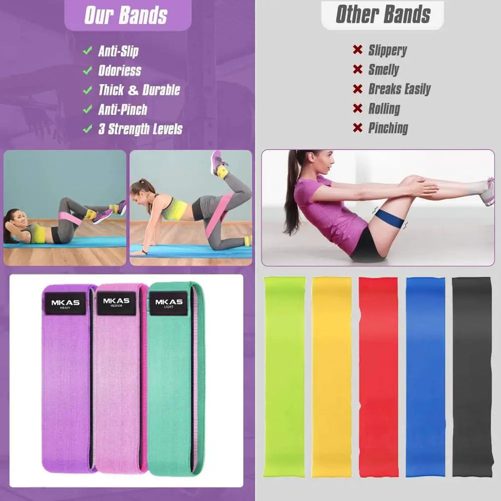 Hip Fitness Resistance Bands Exercise Workout Set Fabric Loop Yoga Booty Bands 3-Piece For Leg Thigh Butt Squat Glute Equipment Zen fit plus