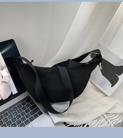 Solid Color Chest Bag For Women Large Capacity Travel Crossbody Female Half Moon Belt Bag Ladies Daily Street Fanny Packs 2024 - Zen Fit Plus