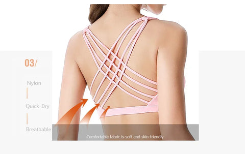 Fitness Sports Bra for Women Push Up Wirefree Padded Crisscross Strappy Running Gym Training Workout Yoga Underwear Crop Tops - Zen Fit Plus