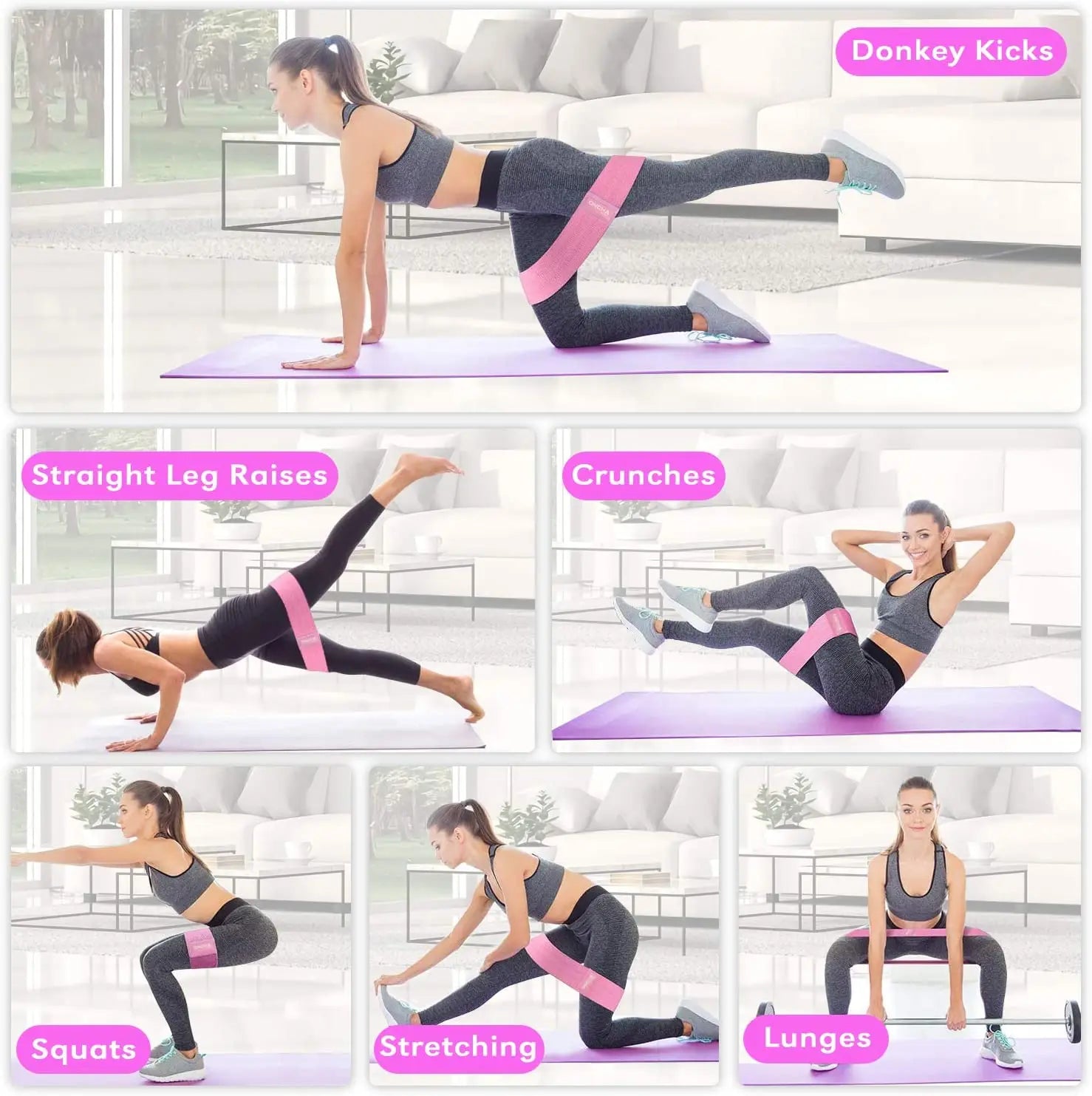Long Booty Band Hip Circle Loop Resistance Band Workout Exercise for Legs Thigh Glute Butt Squat Non-slip Design Zen fit plus