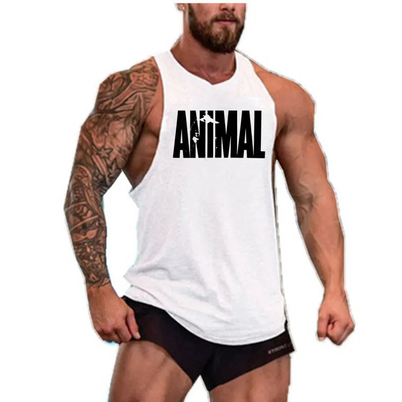 Men's Cotton Sleeveless shirt animal Bodybuilding Workout Tank Tops Muscle Fitness Shirts Male Gym Skull Beast Stringer Vest Zen fit plus