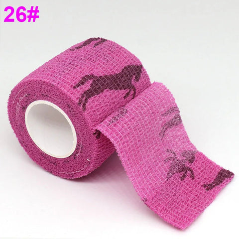 Colorful Printed Self Adhesive Elastic Bandage Wrap Tape 4.8m Sports Protector Bands for Finger Ankle Palm Joint Pet Zen fit plus