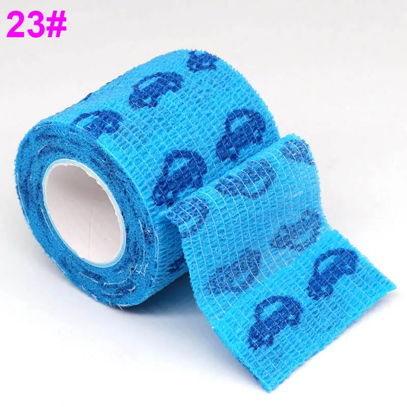 Colorful Printed Self Adhesive Elastic Bandage Wrap Tape 4.8m Sports Protector Bands for Finger Ankle Palm Joint Pet Zen fit plus