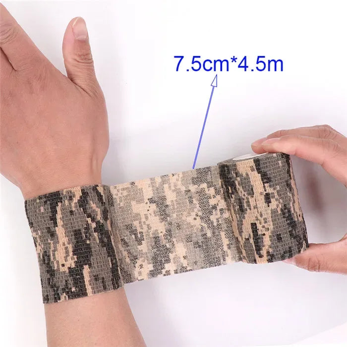 4.8m Camouflage Elastic Bandage Wrap Tape Hunt Disguise Self Adhesive Sports Protector Knee Finger Ankle Athletic Bands - Zen Fit Plus